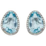 Elements Gold Irregular-Shaped Topaz and Diamond Earrings - Blue/Silver