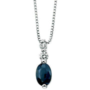 Elements Gold Sapphire and Diamond Pendant - Blue/Silver