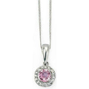 Elements Gold Sapphire and Diamond Pendant - Pink/Silver