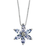 Elements Gold Tanzanite Diamond Flower Pendant - Purple/Silver