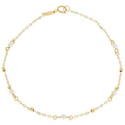 Elements Gold Trace Chain Freshwater Pearl Station Bracelet - Gold/White