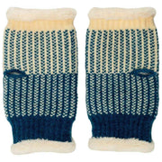 Gestrickte Pulswärmer von Elie Beaumont – Blaugrünes Korbgeflecht