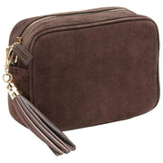 Elie Beaumont Suède Crossbody Tas - Donkerbruin