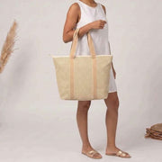 Elie Beaumont Summer Tote Bag - Gold Geometric Basketweave
