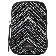 Elie Beaumont Samt-Handytasche – Schwarz Chevron/Weiß