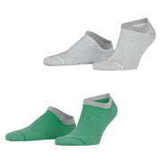 Esprit Allover Stripe 2 Pack Sneaker Socks - Green/Grey/White
