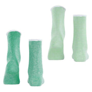 Esprit Allover Stripe 2 Pack Socks - Green