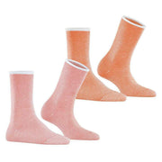 Esprit Allover Stripe 2 Pack Socks - Orange/Pink