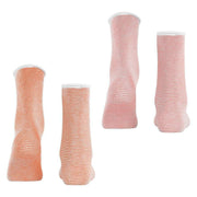 Esprit Allover Stripe 2 Pack Socks - Orange/Pink