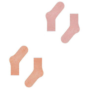 Esprit Allover Stripe 2 Pack Socks - Orange/Pink