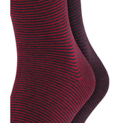 Esprit Allover Stripe 2 Pack Socks - Red/Brown/Black