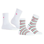 Esprit Block Stripe 2-Pack Socks - Off-White/Pink