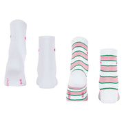Esprit Block Stripe 2-Pack Socks - Off-White/Pink
