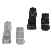 Esprit Fine Line 2 Pack Short Socks - Grey/Black