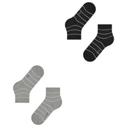 Esprit Fine Line 2 Pack Short Socks - Grey/Black