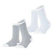 Esprit Fine Line 2 Pack Socks - White/Blue