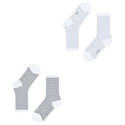 Esprit Fine Line 2 Pack Socks - White/Blue