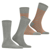 Esprit Fine Stripe 2 Pack Socks - Schiefer Grey/Orange