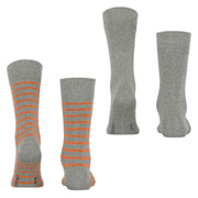 Esprit Fine Stripe 2 Pack Socks - Schiefer Grey/Orange