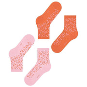 Esprit Fun Pattern 2 Pack Socks - Orange/Pink