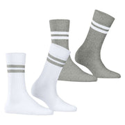 Esprit Tennis Stripe 2 Pack Socks - Grey/White