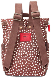 Petit sac à dos en toile recyclée Roka Canfield B - Marron à pois