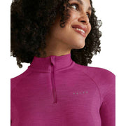 Falke Long Sleeve Zip Wool Tech Shirt - Radiant Orchid Pink