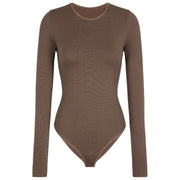 Falke Zeitloser Slip-Body aus Baumwolle mit Rundhalsausschnitt – Milchshake-Braun
