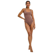 Falke tijdloze katoenen tankshort bodysuit - Milkshake Brown
