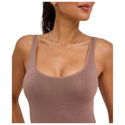 Falke tijdloze katoenen tankshort bodysuit - Milkshake Brown