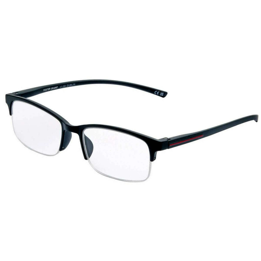 Foster Grant Dublin Lesebrille – Matt Schwarz, Halbrandlos, Mit Kratzfester Beschichtung & Federscharnieren