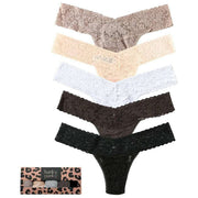 Hanky Panky Signature Lace Low Rise 5 Pack Thong - Taupe/Sleep In Grey/Grey Mist/Dusk