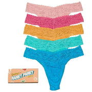Hanky Panky Signature Lace Original Rise Matchbox 5er-Pack Tangas – Rosenwasserrosa/Neapel/Ingwer/Seeschaumblau