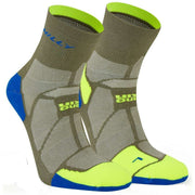 Hilly Marathon Fresh Anklet Socks - Olive Green/Fluo Yellow