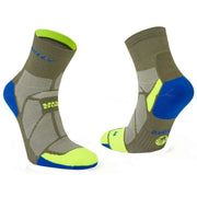 Hilly Marathon Fresh Anklet Socks - Olive Green/Fluo Yellow
