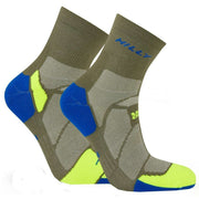 Hilly Marathon Fresh Anklet Socks - Olive Green/Fluo Yellow