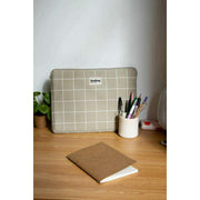 Hindbag Ava Medium 15inch Laptop Case - Sage Green/White Check