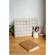 Hindbag Ava Small 13inch Laptop Case - Off White/Blue Check