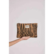 Hindbag Ema Medium Zipped Pouch - Zebra Cinnamon Brown