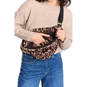 Hindbag Sasha Large Faux Leopard  Bum Bag - Brown