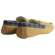 Hunter Mokassin-Slipper mit Tartan-Kragen – Naturbeige