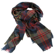 Locharron of Scotland Écharpe de luxe moderne Brock Logan - Marine/Vert olive/Rouge