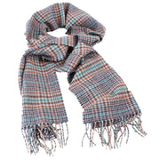 Locharron of Scotland Darwin Lindean Tartan Oversized Lambswool Scarf - Blue/Brown/Brown
