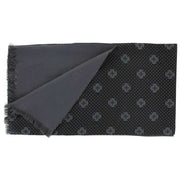 Michelsons of London Medallion Spot Silk and Wool Backed Scarf - Black/Grey