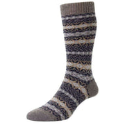Pantherella Bradstock Traditional Fair Isle Cashmere Socks - Mink Melange Grey