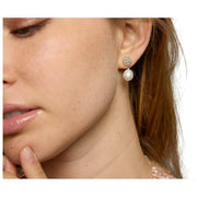 Boucles d'oreilles pendantes en perles de flocon de neige Perles d'Orient - Doré/Blanc