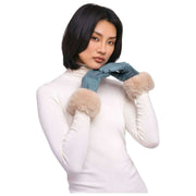 Powder Bettina Wildlederimitat-Handschuhe – Jeansblau
