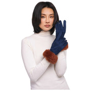 Powder Bettina Wildlederimitat-Handschuhe – Marineblau
