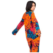 Langer Pyjama mit Chrysanthemenpulver – Orange