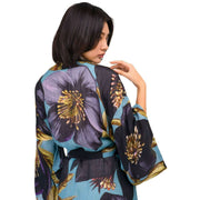 Powder Hellebore Long Kimono Gown - Blue